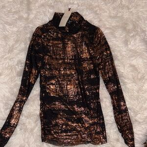 Ted Baker Black and Copper Patterned Top